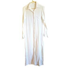 Felicite white boyfriend maxi shirt dress gauze cotton size 2